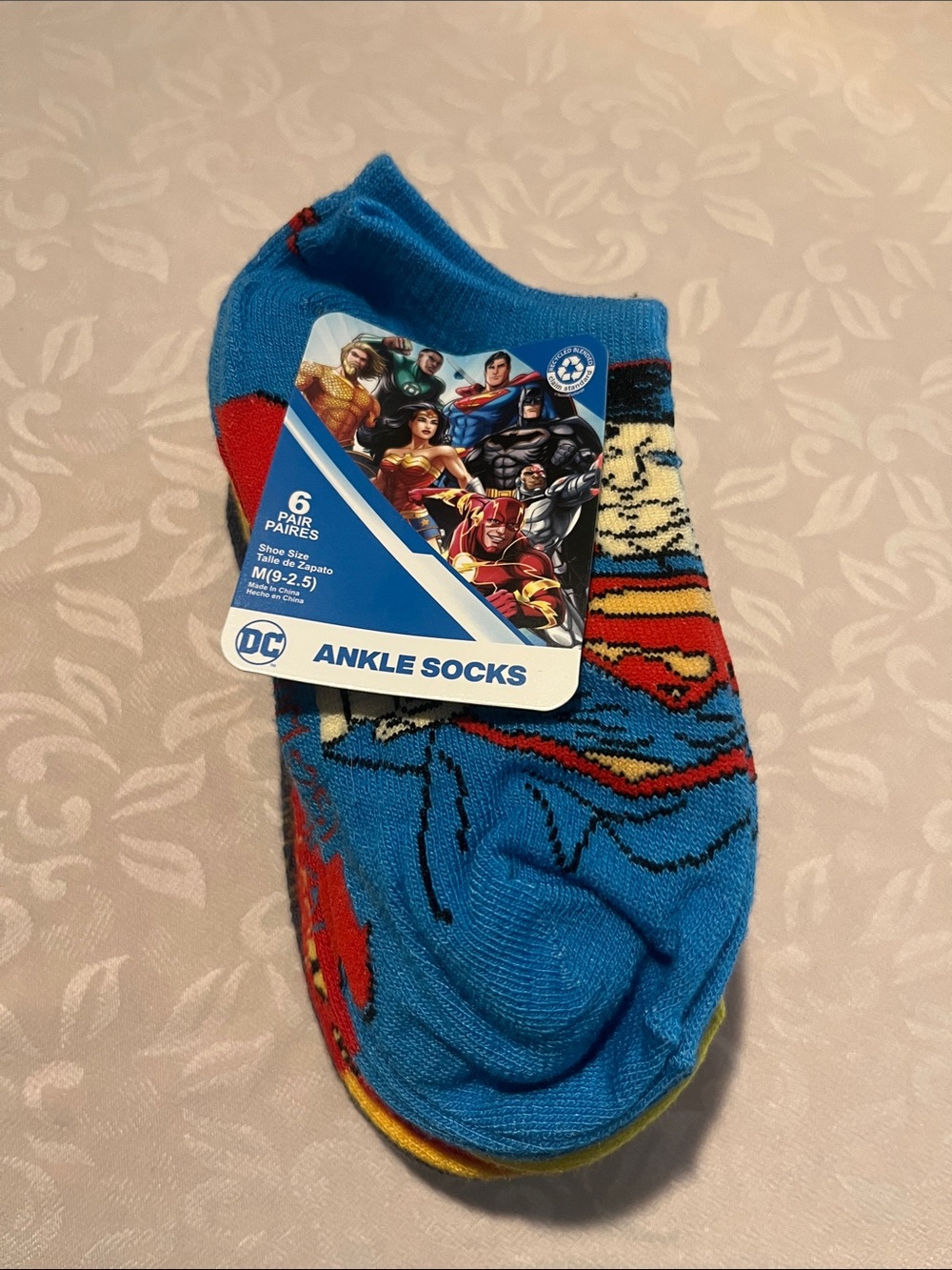5/$20 NWT Justice League Kids Superman No Show Socks 6 Pairs Size Medium (9-2.5)